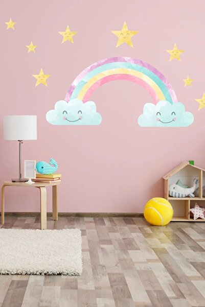 Sim Tasarım Gökkuşağı Ve Yıldızlar Duvar Sticker Seti