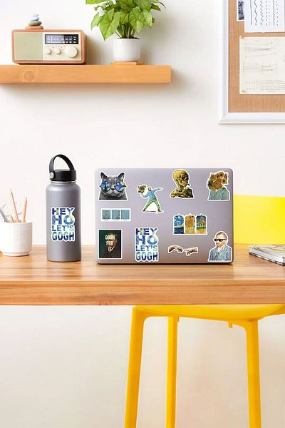 KT Decor مجموعة ملصقات PVC تحت عنوان V-Gogh - الهاتف، الكمبيوتر اللوحي، الكمبيوتر المحمول، الكمبيوتر المحمول، دفتر الملاحظات، جدول الأعمال - 3