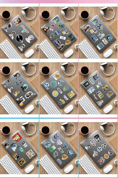 KT Decor Art Art Themed 86 Pieces PVC Sticker Set - for Phone, Tablet, Laptop, Notebook, Notebook, Agenda