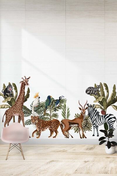 Kt Grup Safari Dünyası Büyük Boy Tropikal Safari Çocuk Odası Duvar Sticker
