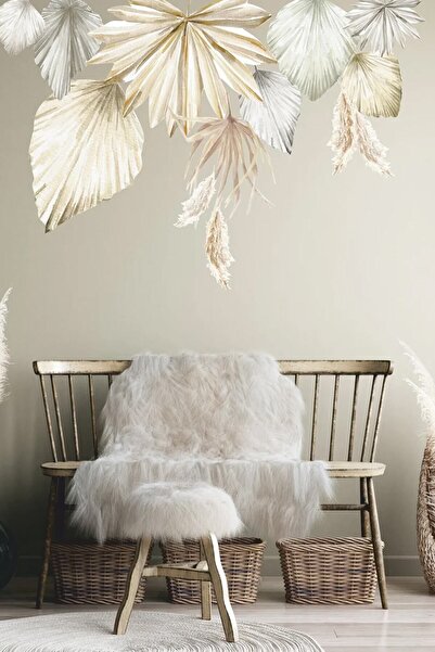 Kt Grup Soft Renk Boho Çiçekler Salon Ve Oturma Odası Duvar Sticker Seti