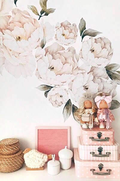 WALLHUMAN Beyaz Şakayık Duvar Stickerı