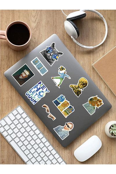 KT Decor مجموعة ملصقات PVC تحت عنوان V-Gogh - الهاتف، الكمبيوتر اللوحي، الكمبيوتر المحمول، الكمبيوتر المحمول، دفتر الملاحظات، جدول الأعمال - 3