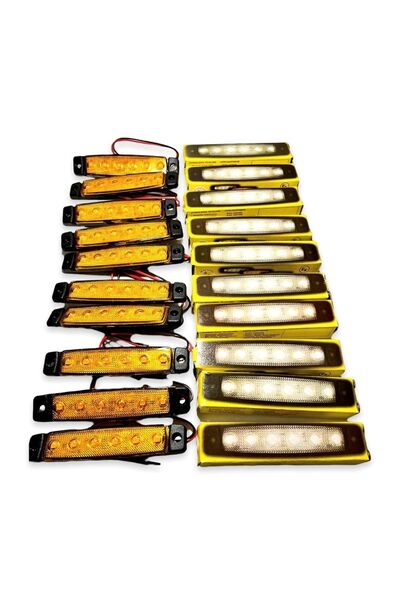 AHMET OTOMOTİV Sanel 10 Adet 6 Ledli Sarı Parmak Led 12v Lamba Basamak Aydınl...