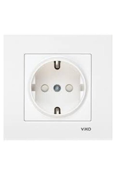 VİKO Karre Beyaz Kapaklı Topraklı Priz