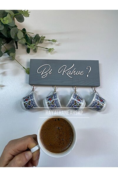 HAYALHANE AHŞAP Bi Kahve Fincan Askılığı Masif Ağaç Muftak Askısı 12x30 Cm Ka...