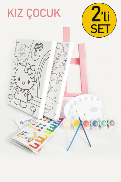 lilafil 2'li Kız Çocuk Ressam Seti - 2 Ad. 20 x 30 cm Önçizimli Tuval, 2 Ad. ...