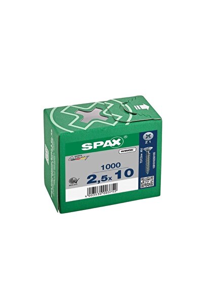 Spax Sunta Vidası, 2,5 X 10 Mm, 1.000 Adet, Tam Dişli, Havşa Başlı, Wırox Kap...