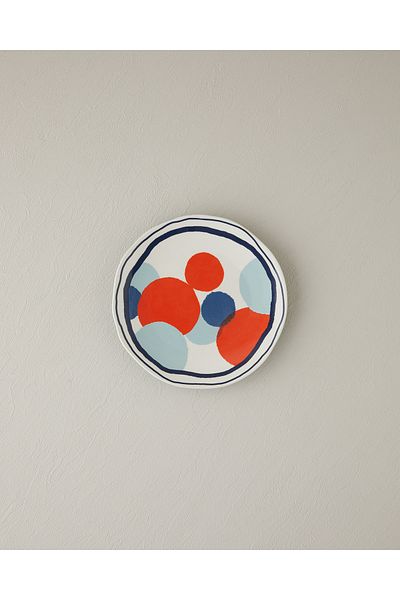 English Home Coachella Bounce Stoneware - Blue and Terracotta Cake Plate