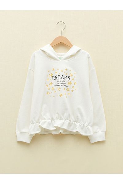 LC Waikiki Girl - Hooded Printed Long Sleeve Sweatshirt