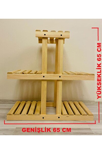 ALANDEKOR Natural Doğal Ahşap Dekoratif Çiçeklik Saksılık Balkon Tekerli Bahç...