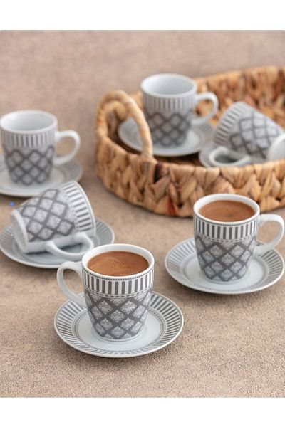LCW HOME Printed Porcelain Cup Set of 6