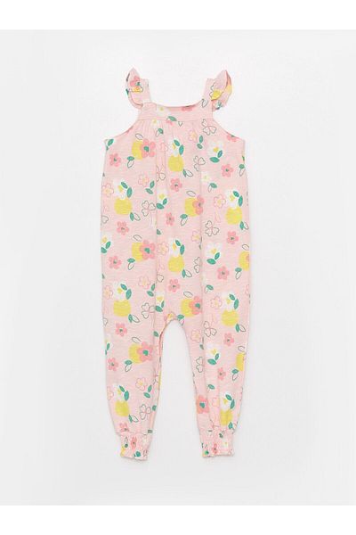LC Waikiki Printed Square Collar Baby Girl Jumpsuit