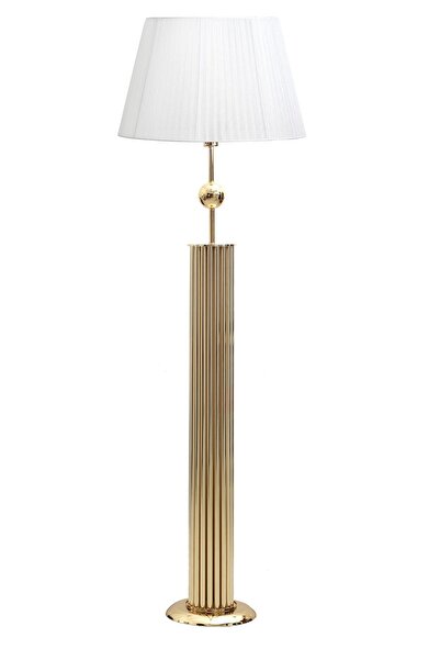 epifanio Odeon Gold Kaplama Küre Detaylı Metal Çubuk Lambader - Organize Beyaz