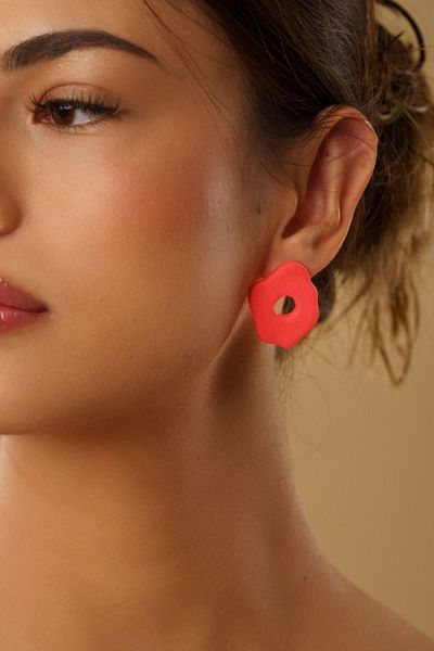 Gizy Store Polymer Clay Coral Color Mini Basic Women's Earrings