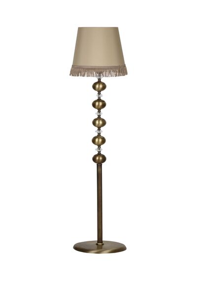 epifanio Eskitme 5'li Kristal Taşlı Küre Lambader - Sütlü Kahve Püskül