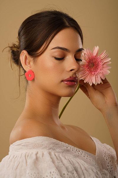 Gizy Store Polymer Clay Coral Color Mini Basic Women's Earrings