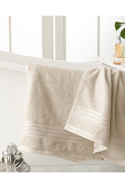 English Home Romantic Stripe Flush Bath Towel Set Light Gray