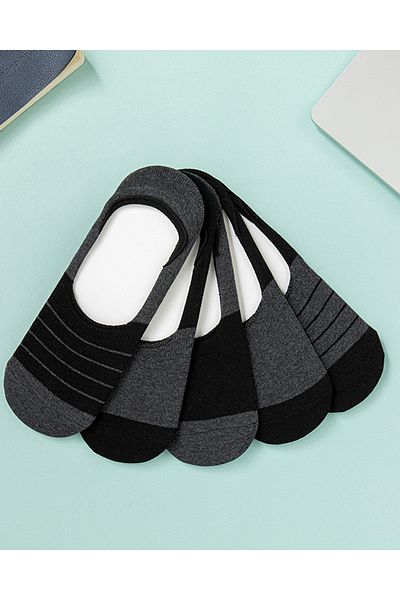 English Home Bellamy Cotton Men's Ballerina Socks Set of 5 - Anthracite/Black