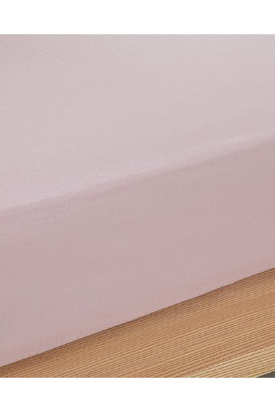 English Home Dusty Pink Single Plus Elastyczna Gładka Bawełniana Prześcieradło