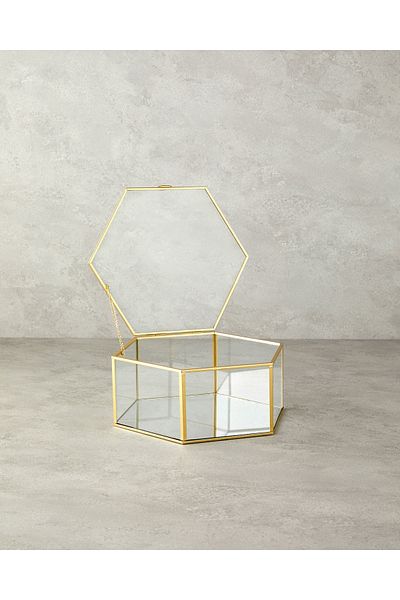 English Home Gold Colored Deluxe Glass Decorative Box