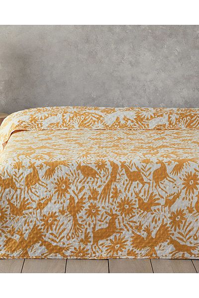 English Home Folk Jungle Double Multi-Purpose Blanket Yellow