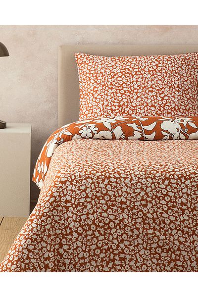 English Home Σετ παπλωματοθήκης Grandiflora King Size Soft Cotton - Digital Printed, Terracotta