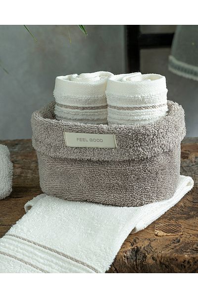 English Home Σετ πετσετών χεριών Quadro Cotton 4 τεμαχίων Μπεζ-εκρού