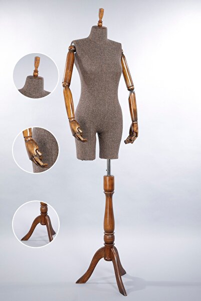 TERZİ DÜKKANI Ahşap Kukla Kollu Terzi Mankeni, Prova Mankeni, Vitrin Mankeni