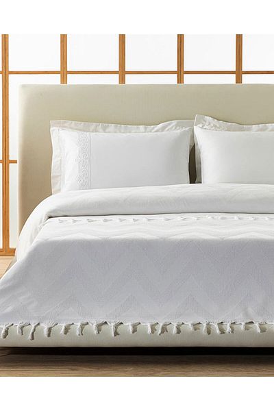 English Home Leona Jacquard King Size White Pique