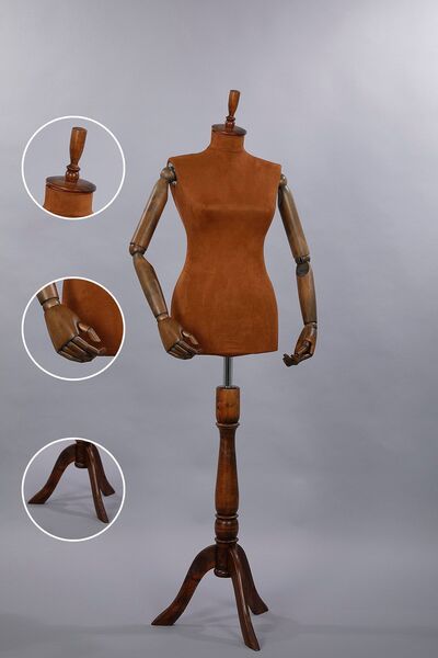 TERZİ DÜKKANI Ahşap Kollu 38 Beden Bayan Terzi Mankeni, Prova Mankeni, Vitrin...