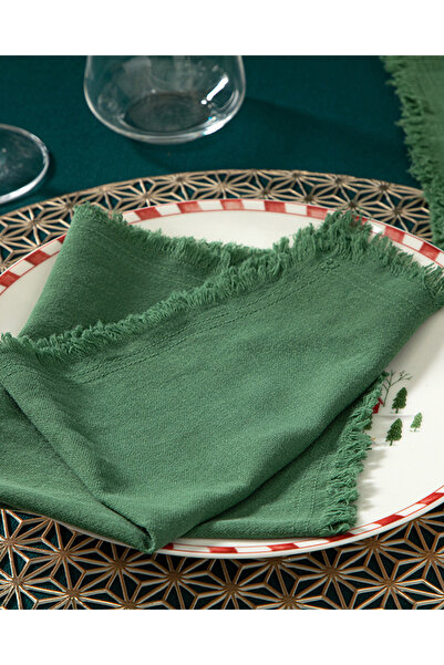 English Home منديل ضيوف قطني أخضر مكون من 6 قطع - أجنحة ناعمة