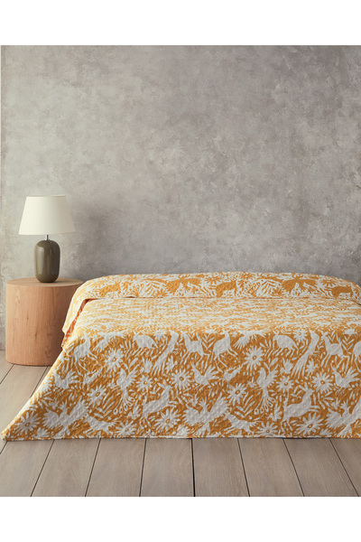 English Home Yellow Folk Jungle Single Blanket - Multi-Purpose