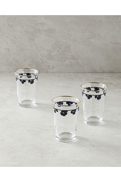 English Home Bohemian Black 3-Piece Glass Soft Drink Cup - 290 ml