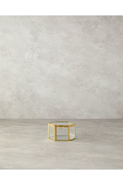English Home Gold Colored Deluxe Glass Decorative Box