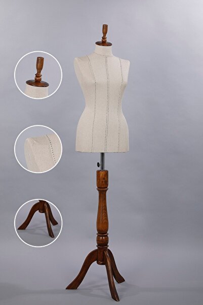 TERZİ DÜKKANI Ahşap Ayaklı 38 Beden Kadın Terzi Mankeni Prova Mankeni Vitrin Mankeni