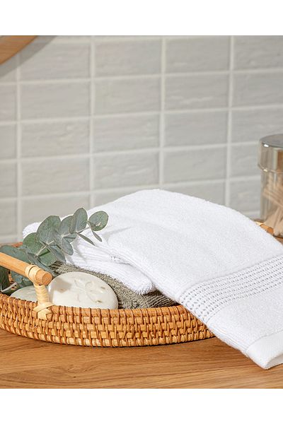 English Home Λευκή Deluxe βαμβακερή πετσέτα χεριών χαμηλής περιστροφής