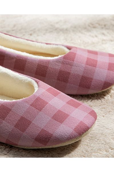 English Home Dried Rose Modern Plaid Women's Home Flats