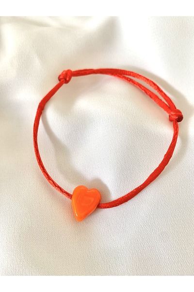 Misto Aksesuar Orange Heart Bracelet with Murano Glass Beads