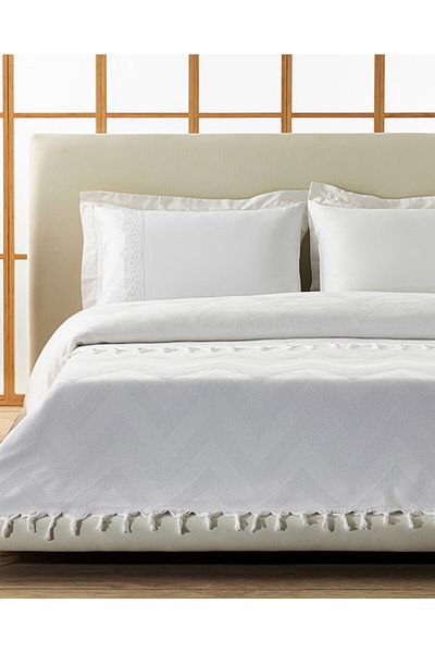 English Home Leona Double White Pique - Cotton and Jacquard