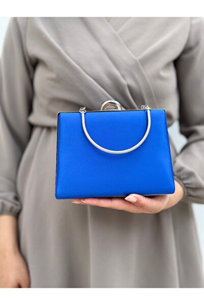 Sh Poly Сакс-синій атласний жіночий вечірній клатч-портфель