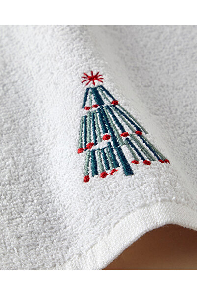 English Home Бавовняний рушник з вишивкою "Забавний сосновий колір" кольору екрю
