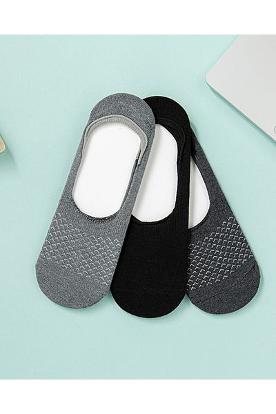 English Home Σετ ανδρικές κάλτσες μπαλαρίνας Soaper Cotton 3 - Μαύρες & Γκρι