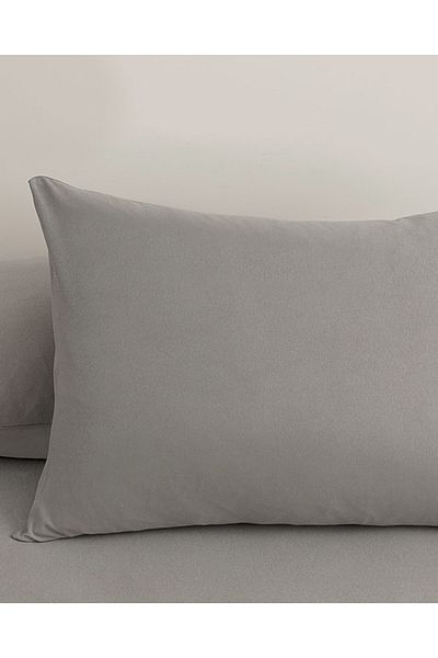 English Home 2-Piece Plain Cotton Pillowcase - Pebble