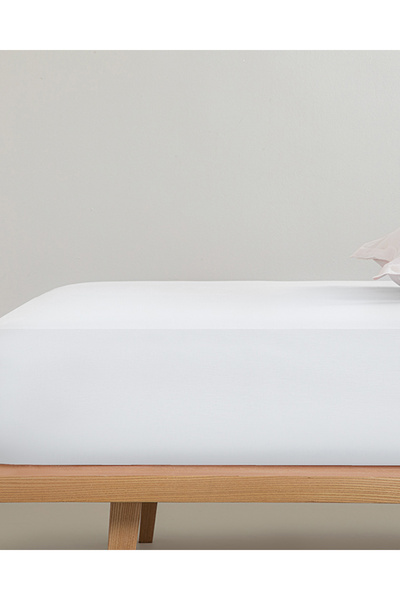 English Home Plain Cotton Double Fitted Sheet White