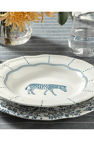 English Home Blue Zebra Porcelain Pit Dinner Plate - 24 Cm
