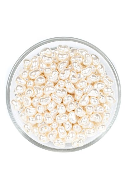 yfhobi 500 Gram - Krem Renk Yamuk Inci Boncuk, Lüks Barok Yamuk Inci, ( 500gr - 2300-2350 Adet Arası )