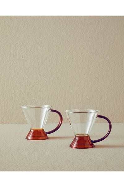 English Home 190 ml Amber - Tasty Borosilcate Glass 2-Piece Mug