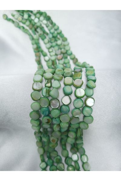 Yüksel Boncuk Green Mother of Pearl Stone - Flat Cut Natural Stone String