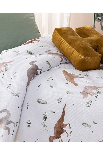 English Home Beige Dinosaur Cotton Kids Pique